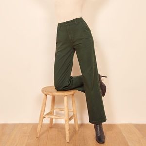 Reformation Lani Work Pants Green
